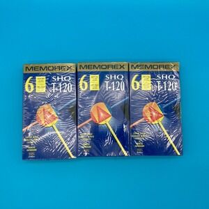 Memorex SHQ T-120 VHS Video Cassette Tapes - 3 Pack Sealed New Old Stock
